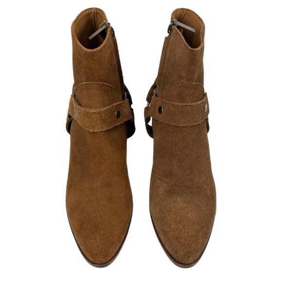 Yves Saint Laurent Wyatt Brown Suede Harness Boots - Picture 2 of 15